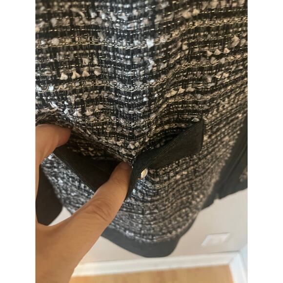 Womens Alfred Dunner Jacket Full Zip Pockets Long Sleeve Gray White Tweed Sz 14 - Picture 3 of 7